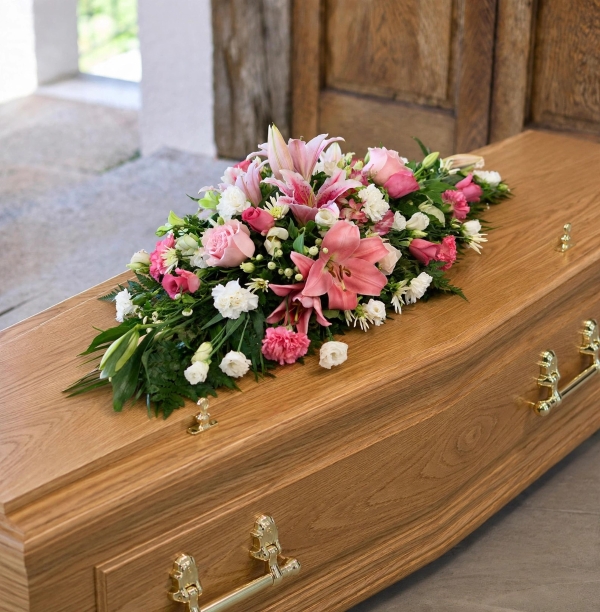 Pink Rose and Lily Casket Spray