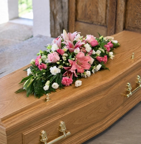 Pink Rose and Lily Casket Spray