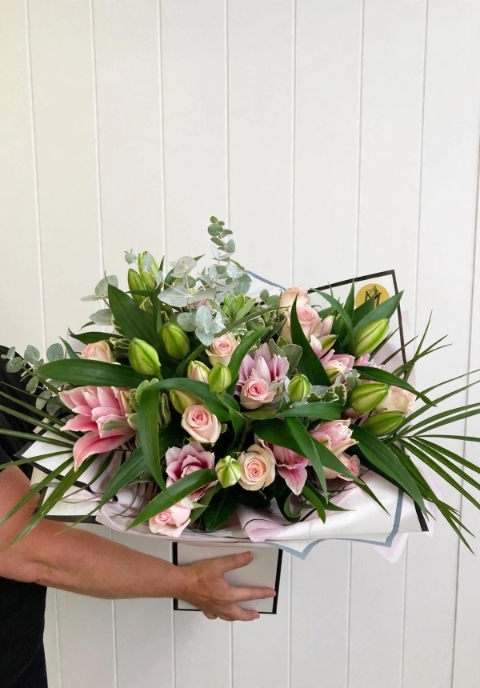 Luxury rose and lily hand tied